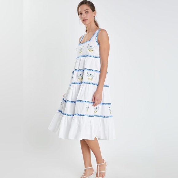 NWT English Factory EMBROIDERED MIDI DRESS - Picture 2 of 13